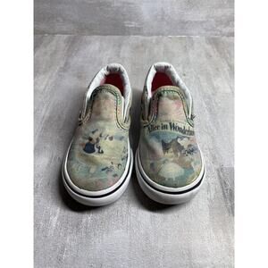 Vans Disney Alice in Wonderland Shoes Toddler Size 6.5 Slip On Pink White Canvas